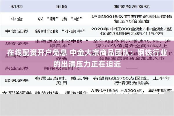 在线配资开户免息 中金大宗商品团队：钢铁行业的出清压力正在迫近