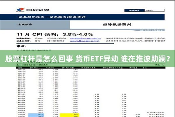 股票杠杆是怎么回事 货币ETF异动 谁在推波助澜？